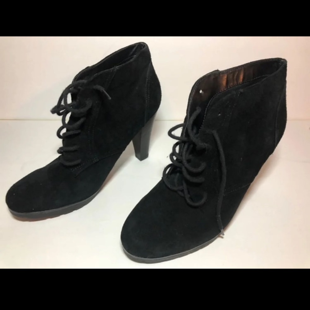 Heeled Ankle Booties Lace Up Combat Sole